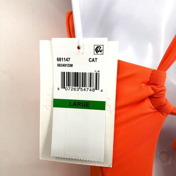 BECCA Baja Mar One Piece Swimsuit Large Orange Carrot Bow Side Cut Out NWT - Picture 8 of 10